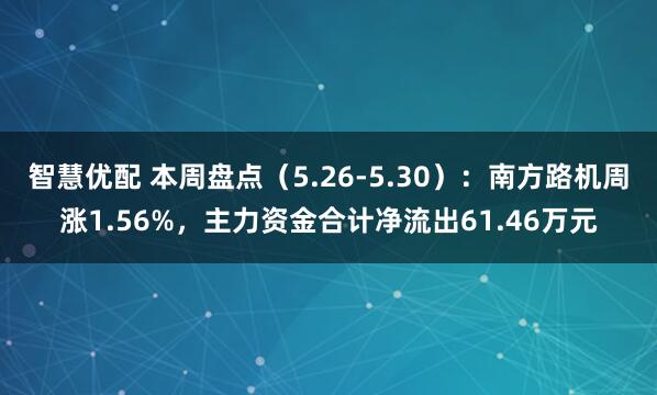 智慧优配 本周盘点（5.26-5.30）：南方路机周涨1.56%，主力资金合计净流出61.46万元