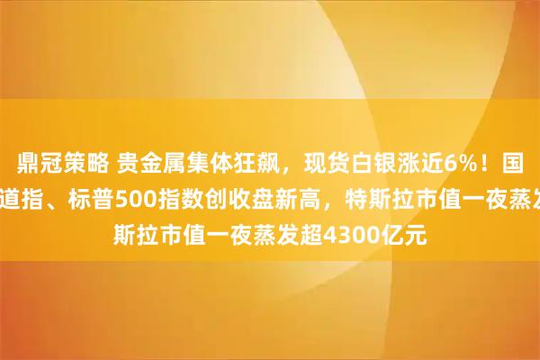鼎冠策略 贵金属集体狂飙，现货白银涨近6%！国际原油大跌！道指、标普500指数创收盘新高，特斯拉市值一夜蒸发超4300亿元