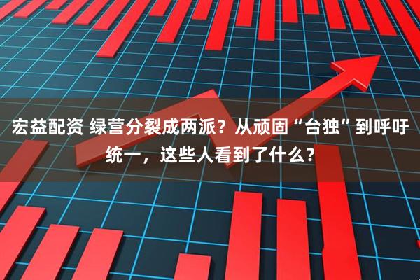 宏益配资 绿营分裂成两派？从顽固“台独”到呼吁统一，这些人看到了什么？